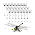 24 Pack 3D Dragonfly Clips, Fake Dragonflies with Stakes, Realistic Plastic Dragonfly Garden Decorations, Fly Deterrent