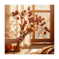 Wavwavw 6 Pcs Artificial Fall Rose Hip Stem 21" Faux Dried Berry Branch