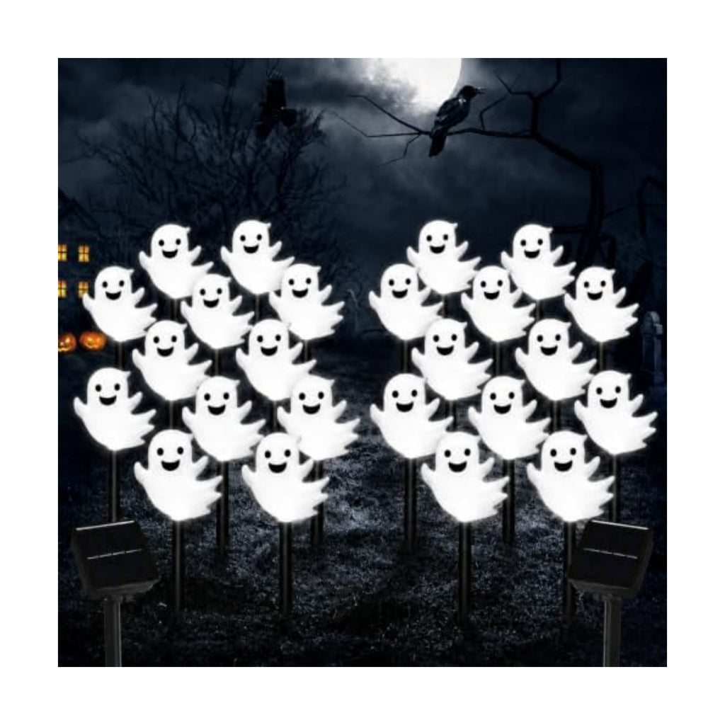 20 Pack Solar Halloween Ghost Pathway Lights, 3D Solar Lights