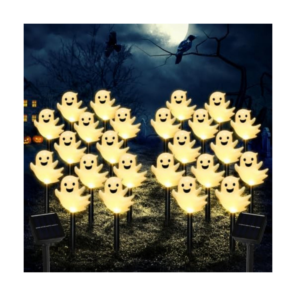 20 Pack Solar Halloween Ghost Pathway Lights, 3D Solar Lights