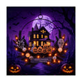 Pre-Lit Halloween Wreath for Front Door, Lighted Pumpkin with 6H On/18H Off