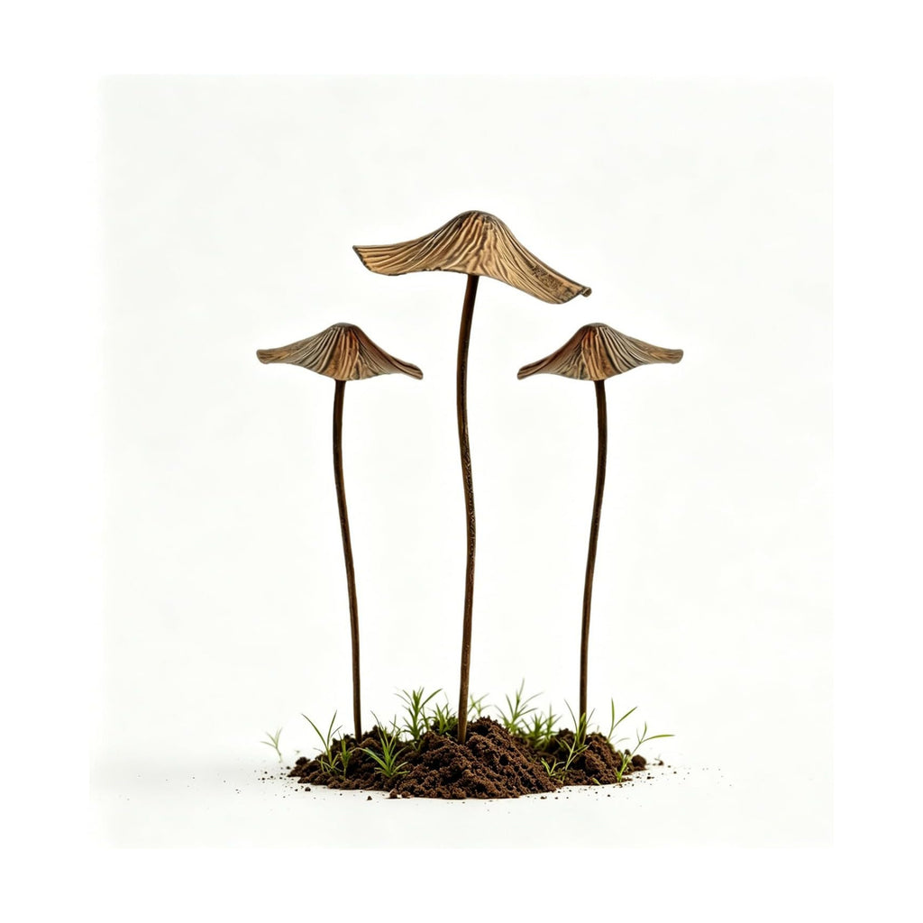 3 Pack Large Mushroom Garden Decor, Outdoor Mushroom Decor Metal Garden Stakes, Rust Finish Mushroom Statue Yard Art