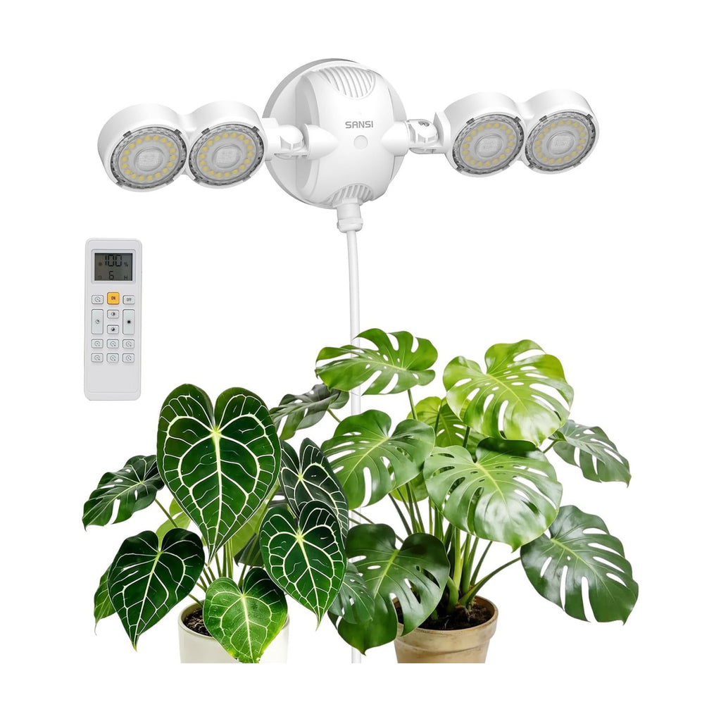 SANSI Wall Mounted Grow Light, 30W Dual Head Full Spectrum with Remote | Programmable Timer, 4-Level Dimmable