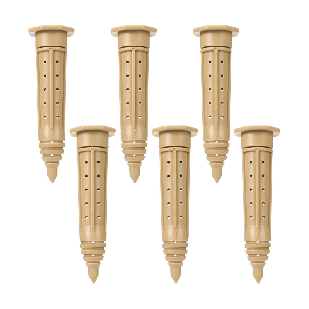 Briwooody 6 Pack 8 Inch Garden Watering Stake Large UV Protected ABS Plastic Deep Root Irrigation Spike Brown Drip