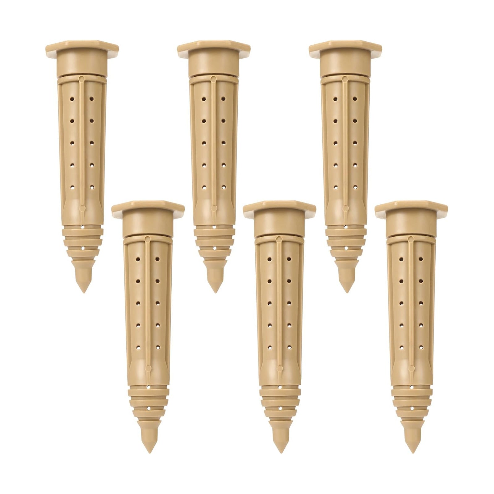 Briwooody 6 Pack 8 Inch Garden Watering Stake Large UV Protected ABS Plastic Deep Root Irrigation Spike Brown Drip