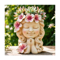 Flower Girl Head Planter Pot, Resin Face Planter for Indoor Outdoor Plants | Cute Succulent Pots, Decorative Plant Pots