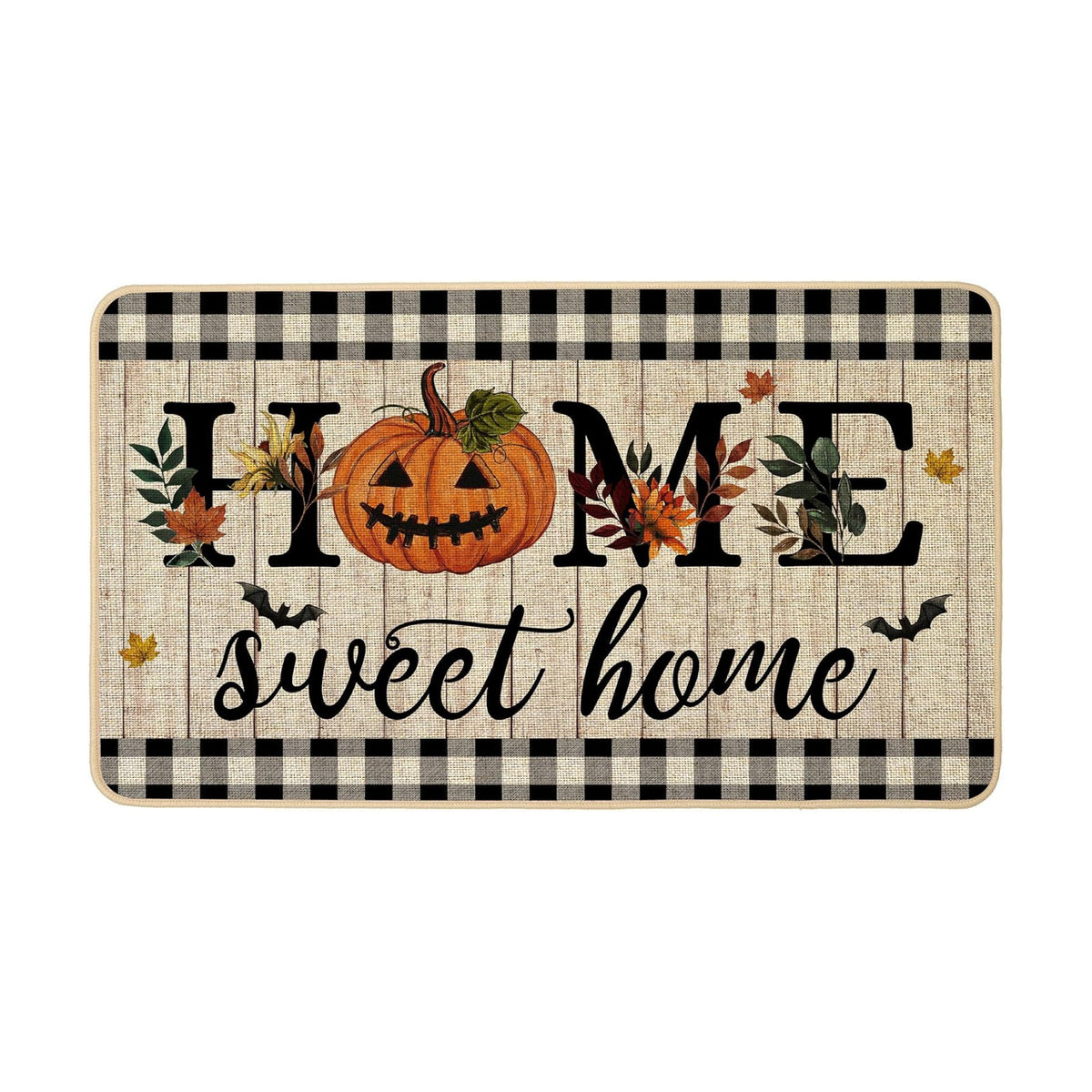 ORTIGIA Halloween Pumpkin Doormat Home Sweet Home Indoor Outdoor Patio Welcome Door Mats Non-Slip Durable Entrance Mat for Home Entrance Outside Entry Yard Floor Patio 17x29 INCH