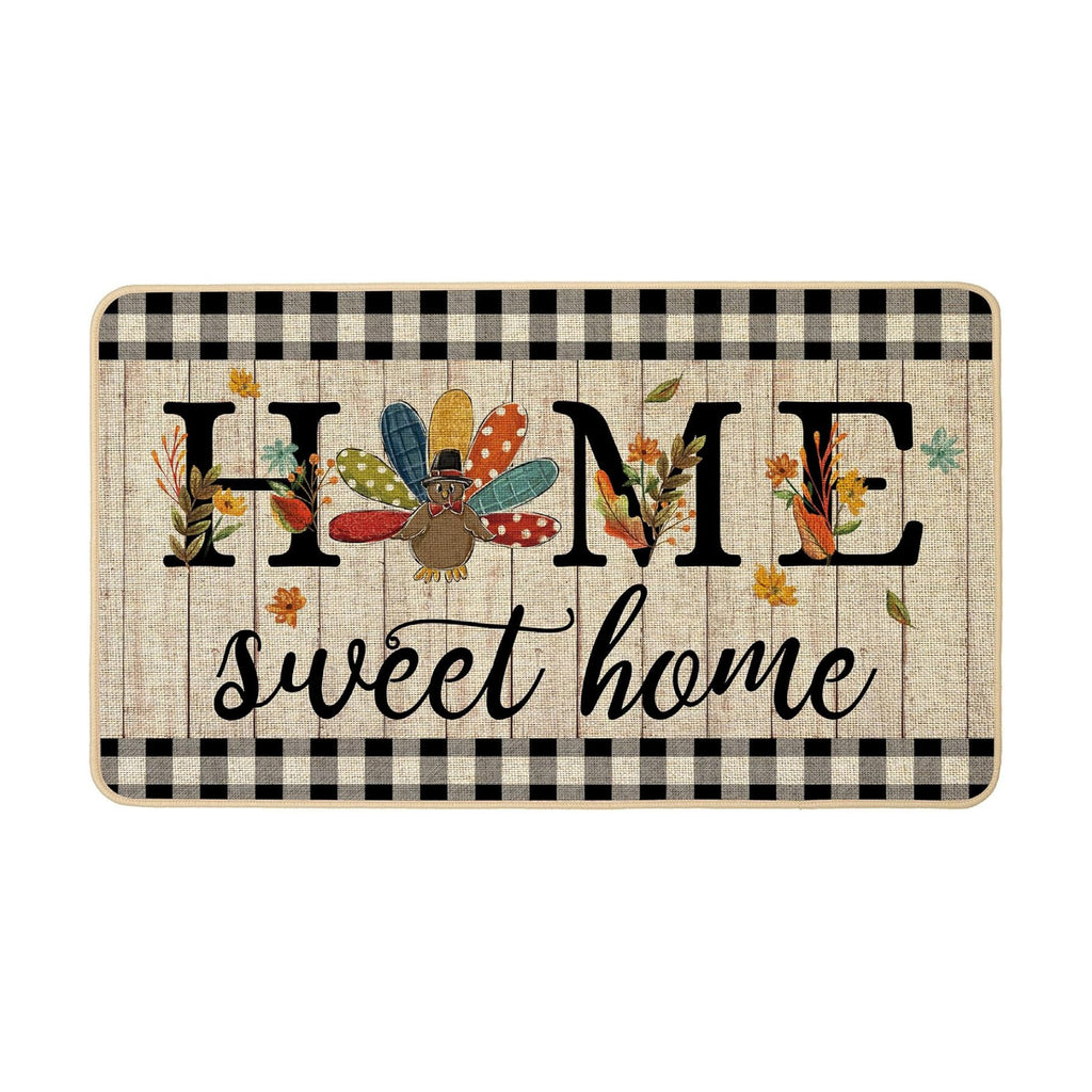 ORTIGIA Thanksgiving Turkey Doormat Home Sweet Home Indoor Outdoor Patio Fall Autumn Welcome Door Mats Non-Slip Durable Entrance Mat for Home Entrance Outside Entry Yard Floor Patio 17x29 INCH