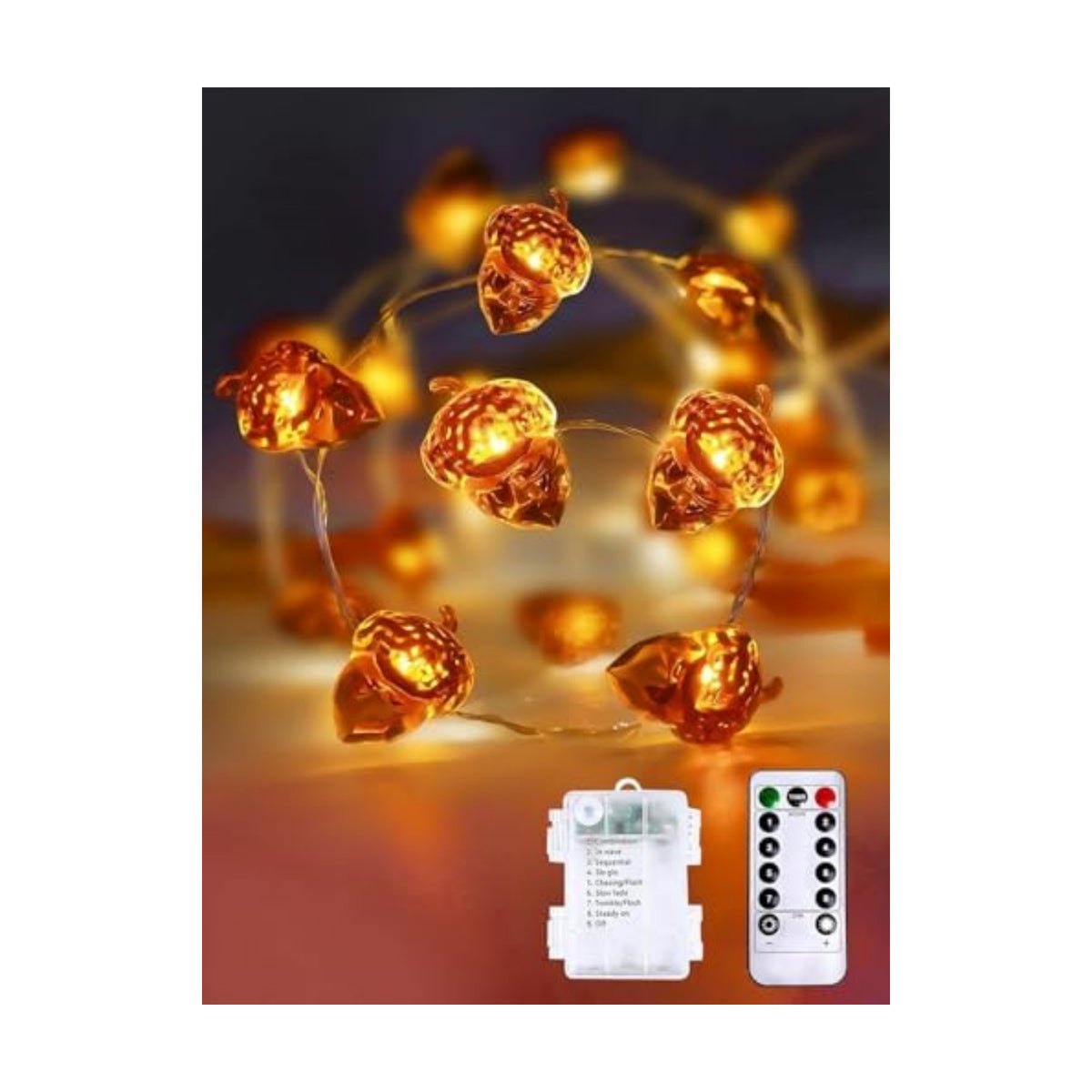 EXF Fall Decor Acorn Fairy Lights Battery Operated with Remote 10FT 30 LED