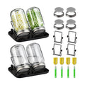 Sprouting Jar Kit 4 PCS 1000ml(35oz) Wide Mouth Mason Jars with 304 Stainless Steel Sprout Lids Drain Tray Stainless