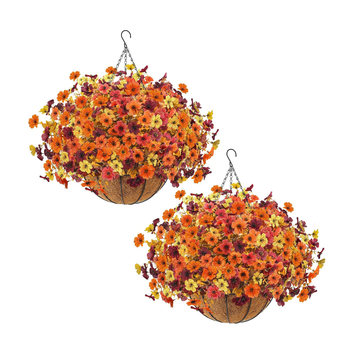 Der Rose 2Pcs Fall Artificial Flowers with Hanging Baskets for Outdoors