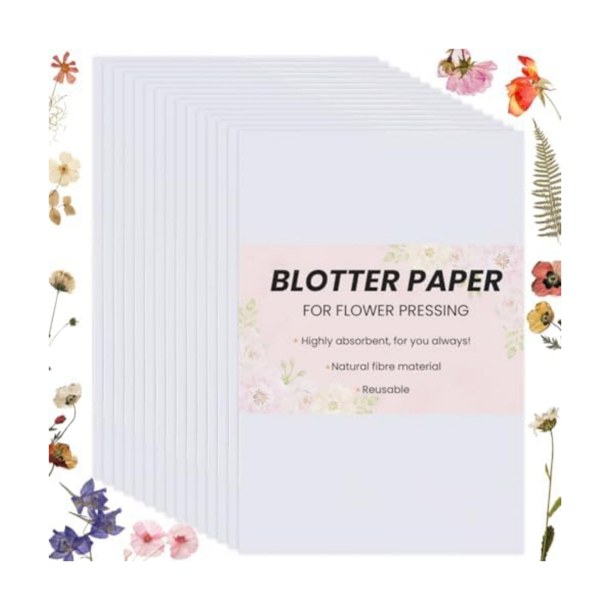 CRASPIRE 50 Sheets Flower Blotting Paper Flower Press 11.7x8.4in Blotter Papers Large Highly Absorbent Reusable Refill Drying Absorbing Large Sheet for Flowers Pressing Making Herbarium DIY Craft