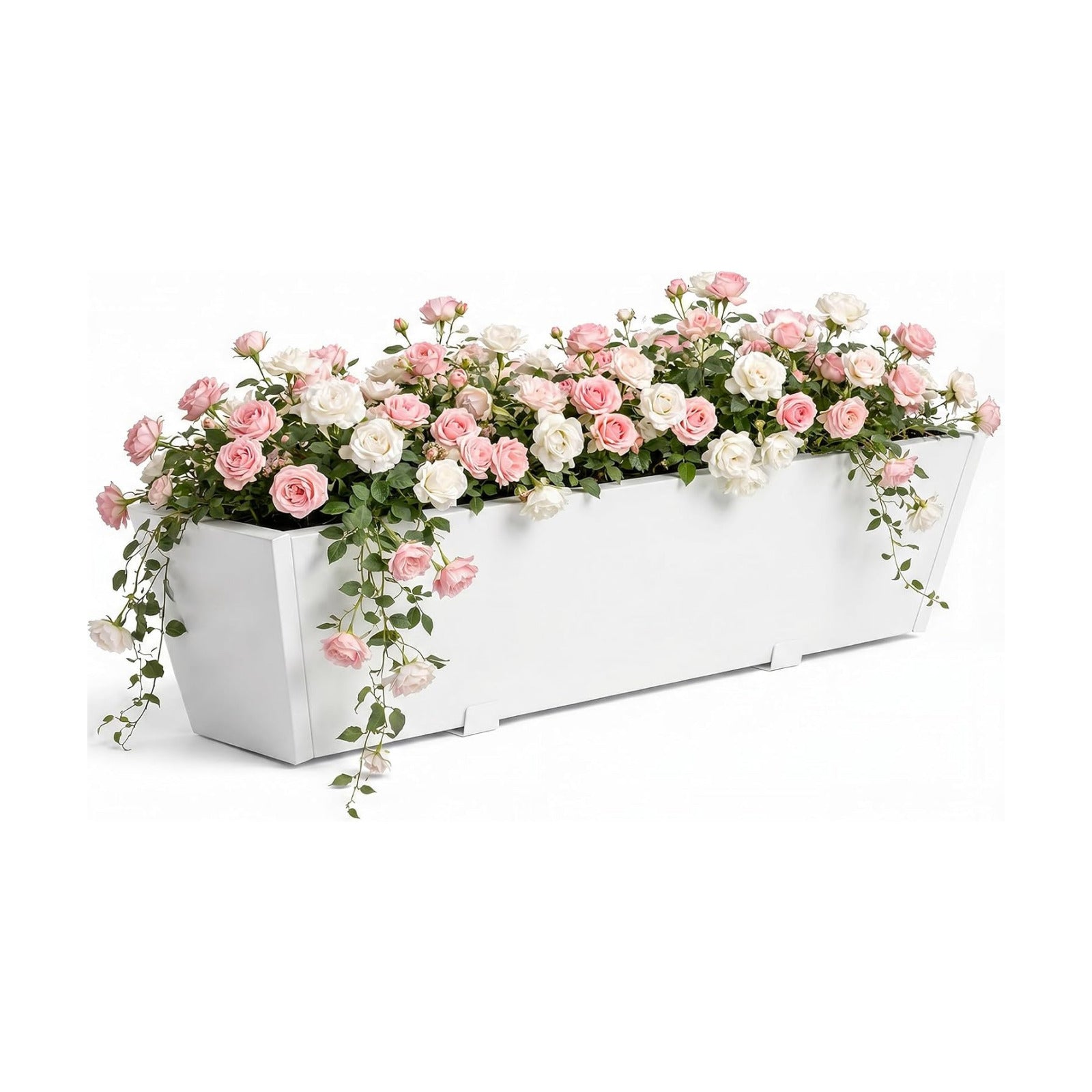 Railing Planter for Outdoor Plants 36'' Metal Hanging Flower Pot with Adjustable Brackets & Drainage Railing Planter