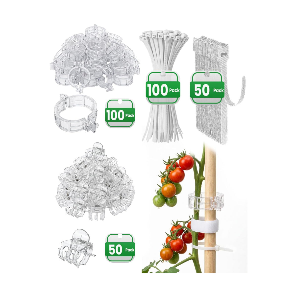 300Pcs Tomato Clips,Transparent Garden Plant Clips,Plastic Trellis Clips for Tomatoes,Cucumbers,Vines, Reusable Plant Support Clips, Gardening Supplies to Grow Upright