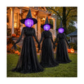 Dazzle Bright Halloween Witch Decorations Outdoor, 5 FT Set of 3 Light Up Head Holding Hands Witch with Stakes, Waterproof Witch Decor for Garden Yard Lawn Haunted House Decor