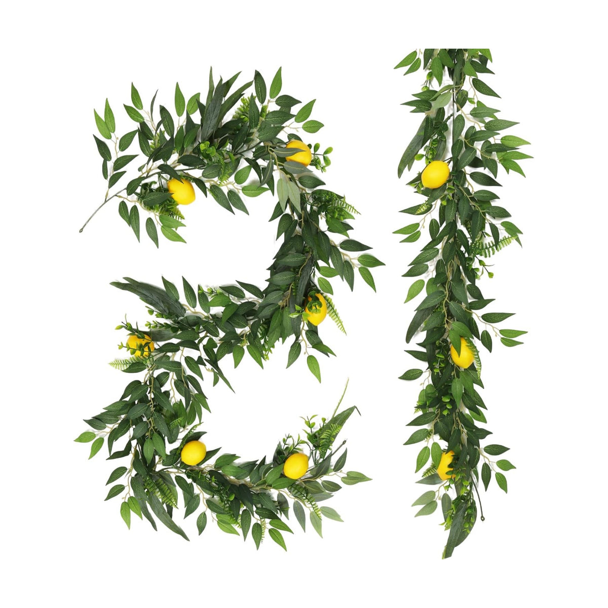RECUTMS 2Pcs Artificial Ivy Vines with Lemon&Willow&Eucalyptus&Fern 5.9Ft