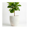 15" Textured Drum Planter - Handmade Fiberglass Composite | Handmade textured drum fiberglass composite with a drainage