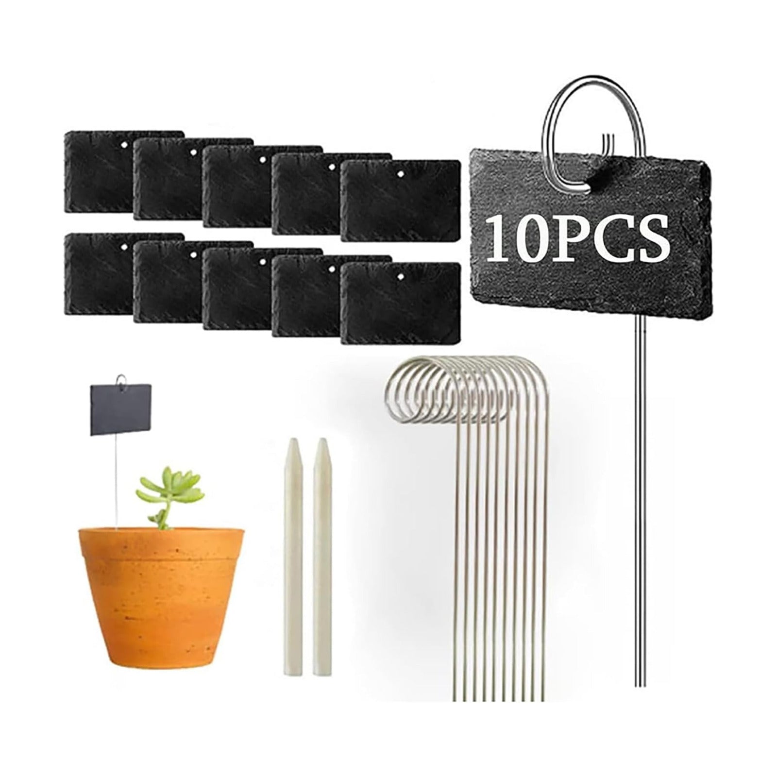 Large Slate Plant Labels, Garden Plant Labels Tags, Plant Markers 10 Sets | Natural Weatherproof Garden Signs with