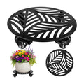 1-Pack Large Metal Plant Caddy with Wheels 13.6 Inches Heavy-duty Rolling Plant Stands with Casters Wheeled Flower Pot