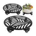 2-Pack Large Metal Plant Caddy with Wheels 13.6 Inches Heavy-duty Rolling Plant Stands with Casters Wheeled Flower Pot