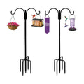 Shepherds Hooks for Outdoor - 65 Inch Adjustable Bird Feder Pole with 5-Prong Base, Heavy Duty Double Garden Hooks for Hanging Plants, Hummingbird Feeders, Solar Lights, Lanterns 2 Pack