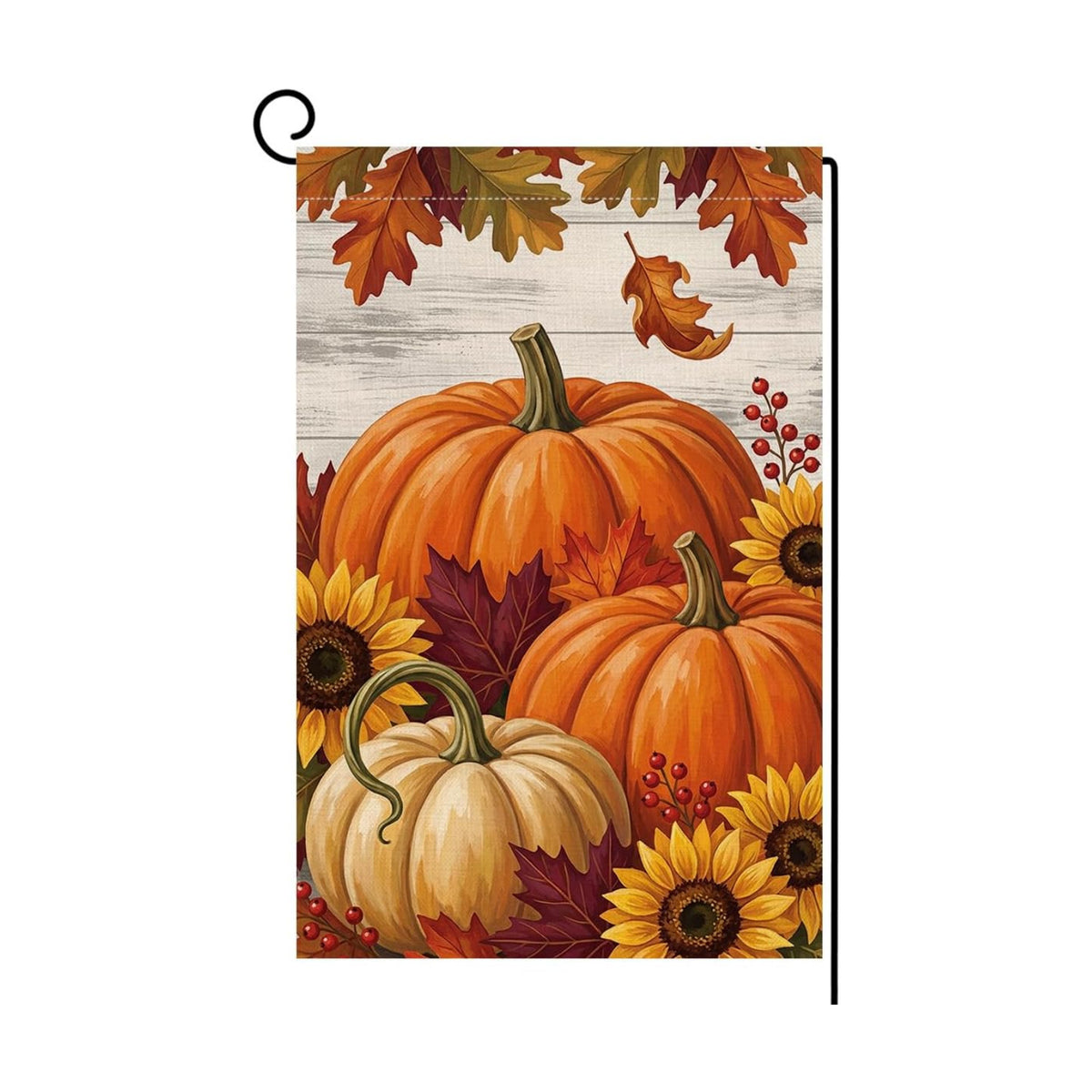Fall Pumpkin Farmhouse Garden Flag 12x18 Sunflowers Maple Leaves Yard Decor