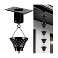 8.5 FT Black Rain Chain with Adapter for Gutters Downspouts Outside | 16 Cups, Large Opening to Avoid Splashing, Easy