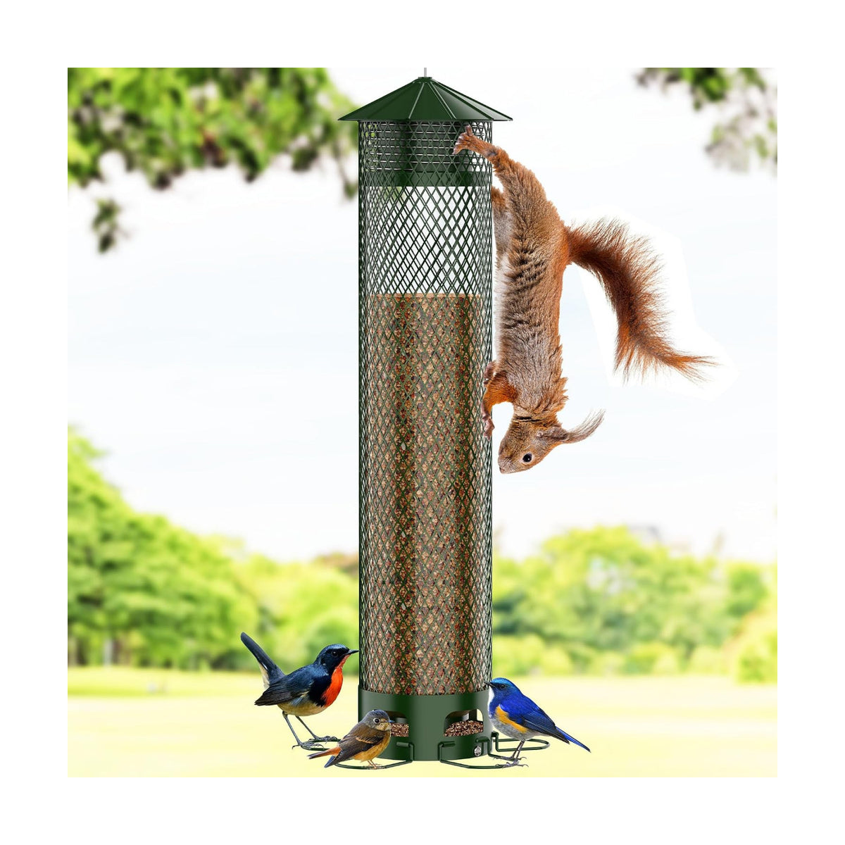 Metal Squirrel Proof Bird Feeders for Outdoors Hanging 5.5LB Lager Capacity