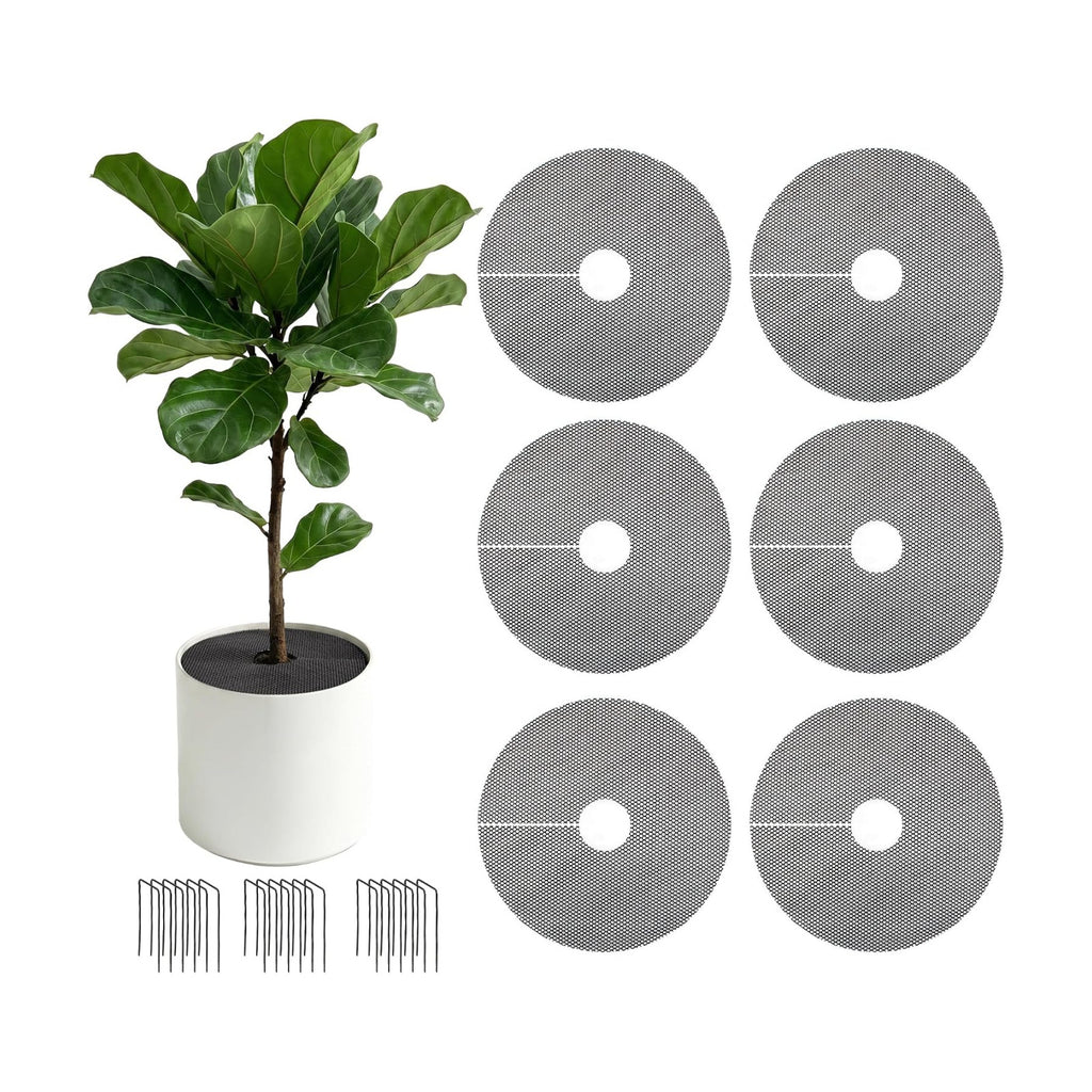 6 Pack 11.8" Cuttable Plant Pot Grids with 18 Stakes, Soil Cover & Cat & Animal Digging Stopper for Indoor Outdoor Garden Plants