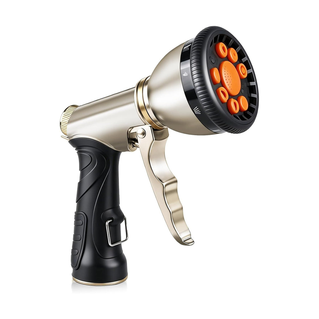ARXIVE 9-Pattern Brass Hose Nozzle, High Pressure Leakproof Water Sprayer | Versatile sprayer with non-slip grip,Ideal