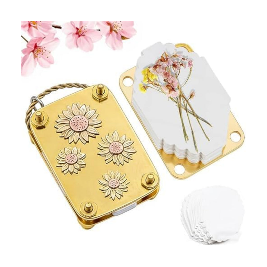 Mini Flower Press Keychain,Micro Flower Press Kits, with 20Pcs Paper-Portable Miniature Flowers Drying Press Kit, for Travel Outdoor, Presses Plant, Leaves, Micro Flowers (Style D)