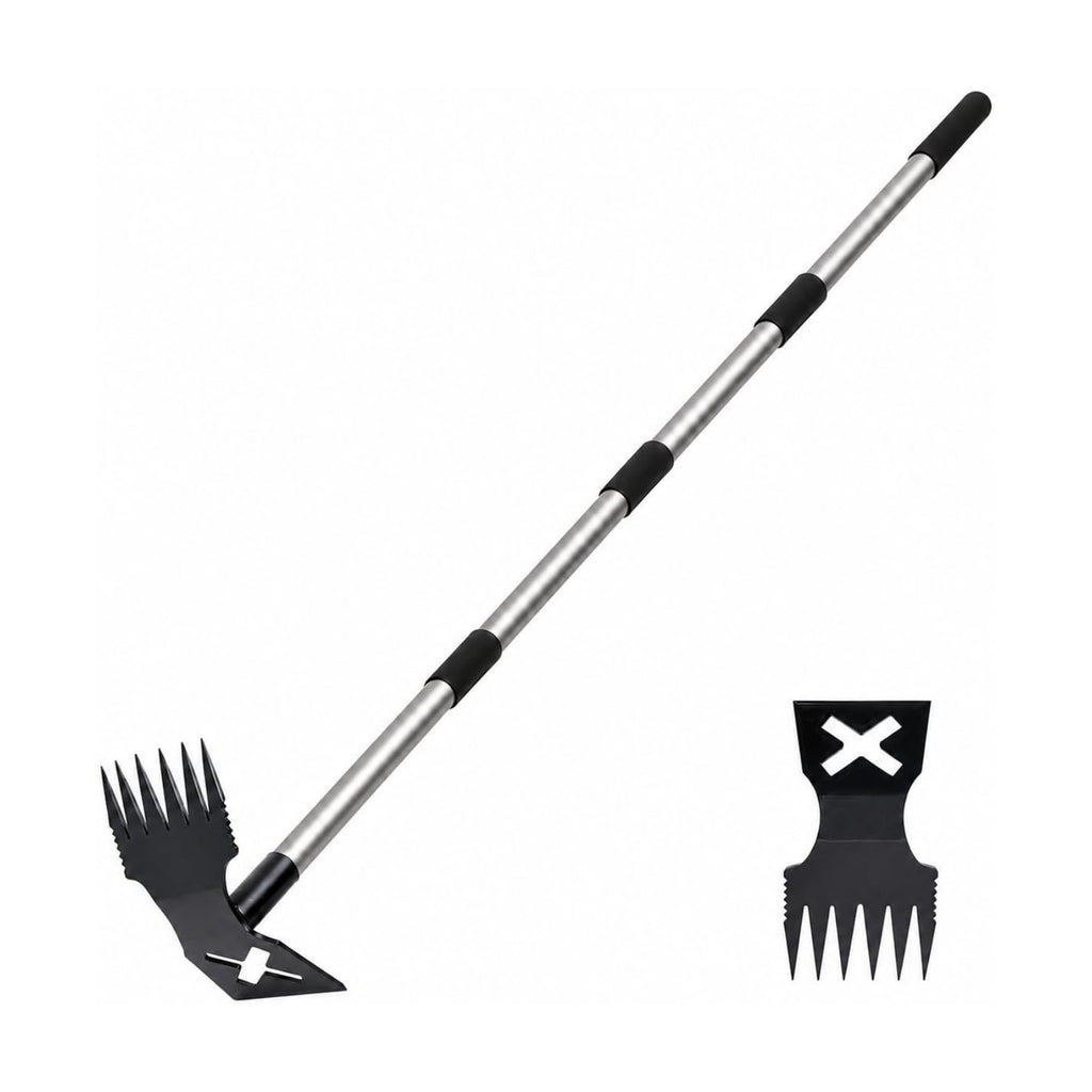 Weed Puller Tool with Long Handle, 60'' Adjustable Long Manual Weeder Remover Tool，2 in 1 Weed Rake and Gardening