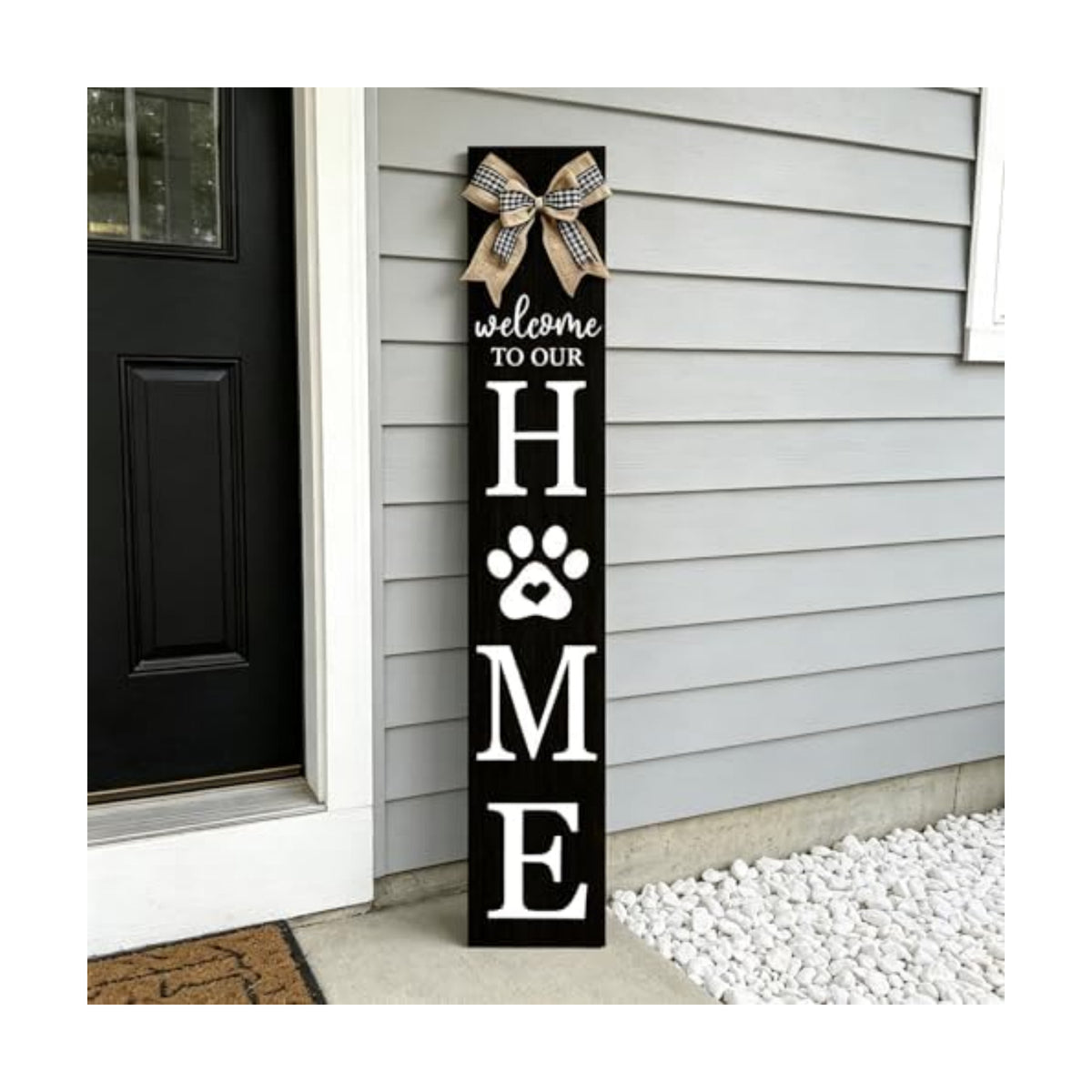 Foutcheou Welcome to Our Home Front Door Sign, 47"X8", Black
