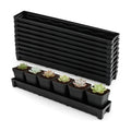 RooTrimmer 10 Pack Plastic Windowsill Saucer with 2.8 inch (7CM) Square Nursery Pots 60pcs, Rectangular Window Sill