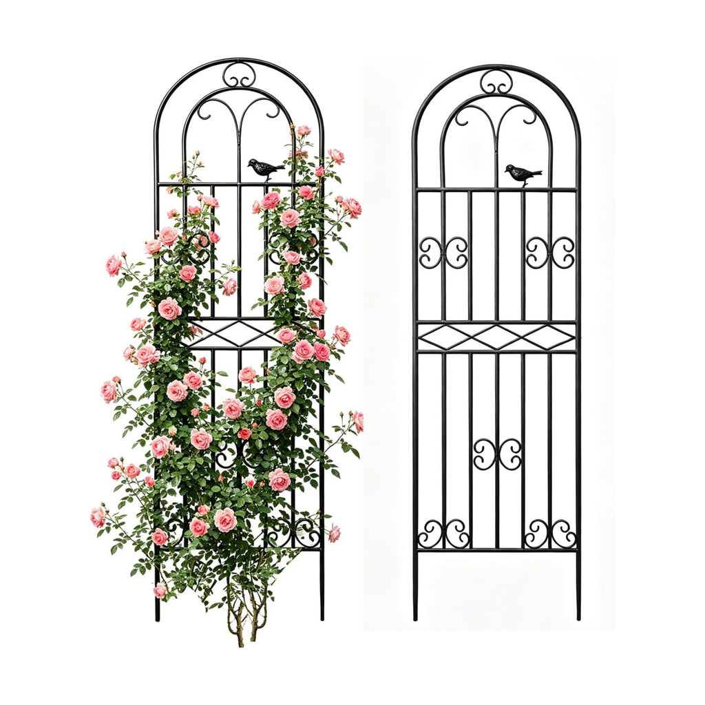 2 Pack 78.7"x19.7" Metal Gardon Trellis for Climbing Plants Outdoor, | Rustproof, Heavy Duty, Black Coating Plant