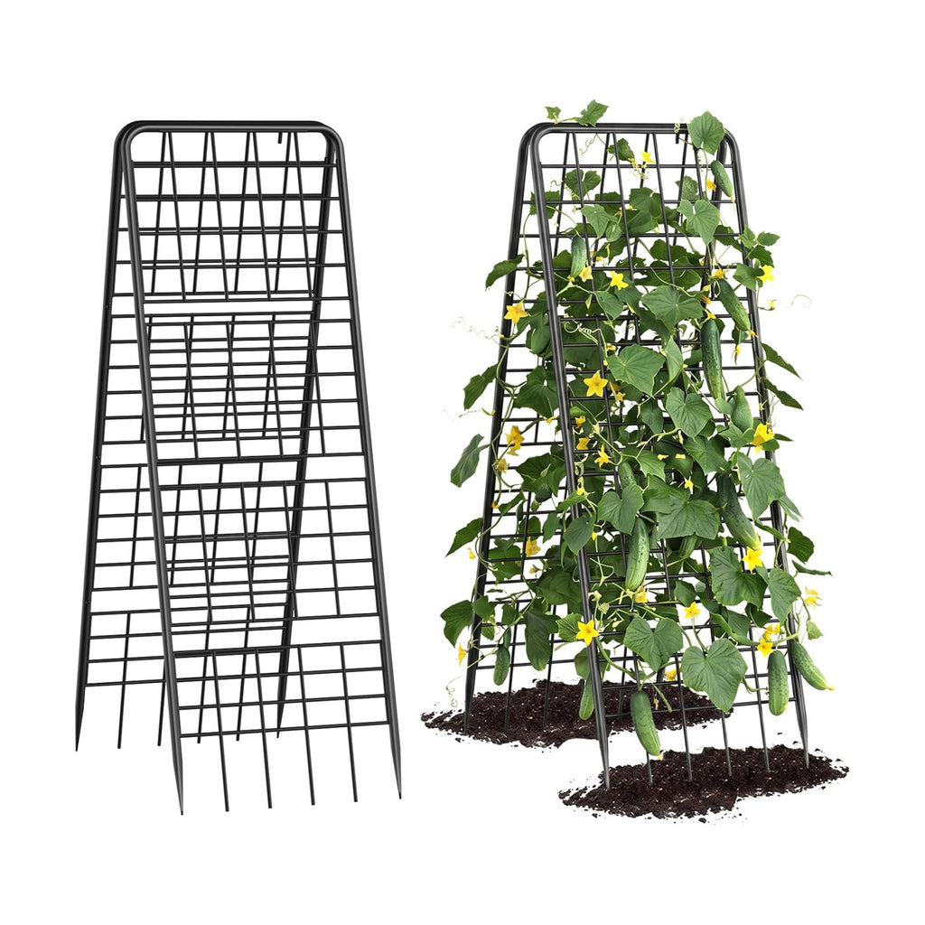 A-Frame Trellis for Climbing Plants Outdoor, 2 Pack Metal Garden Trellis | Heavy Duty Cucumber Climbing Trellis with