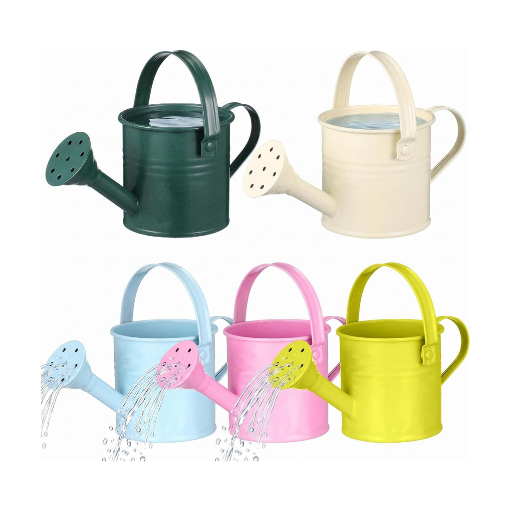 5pcs Kids Metal Watering Can Set: Mini Watering Cans for Indoor Plants - Small Metal Garden Can with Sprinkler Head for