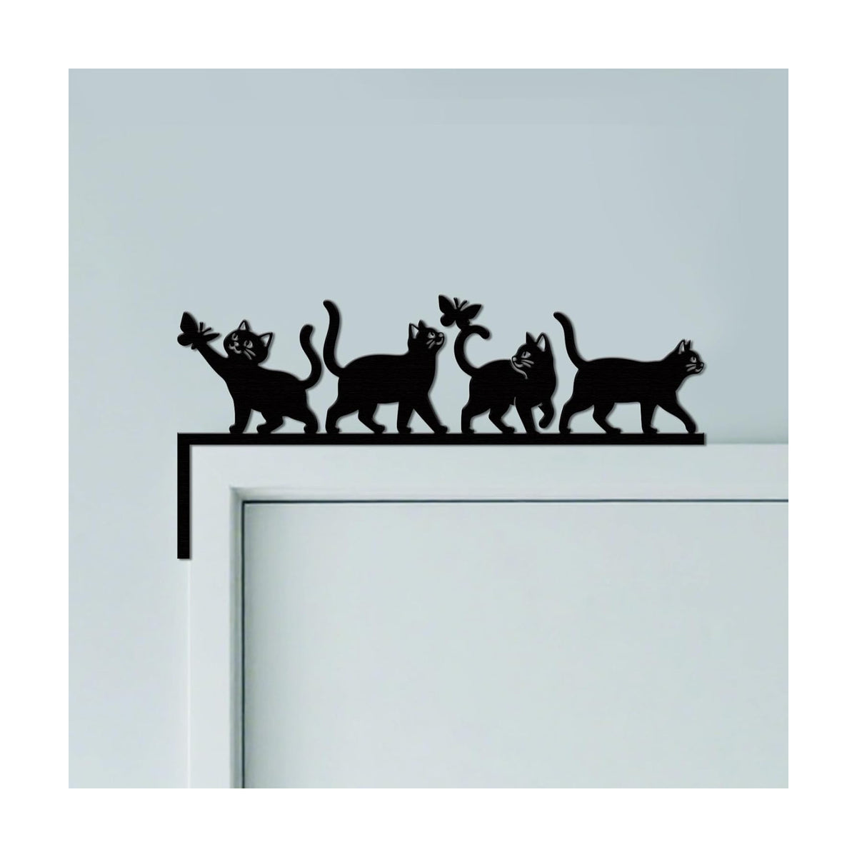 CUTHOLLOW Four Cats & Butterflies Door Topper Sign Metal Wall Art Decor