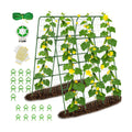 63" Tall Garden Trellis for Climbing Plants, 16mm Heavy Duty Metal Frame Cucumber Trellis with Netting, 20 Plant Clips