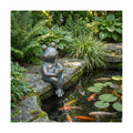 Frog Fishing Statue Garden Decor – 9.8" Weatherproof Resin Frog Fishing Sculpture Decor for Fish Ponds, Koi Ponds