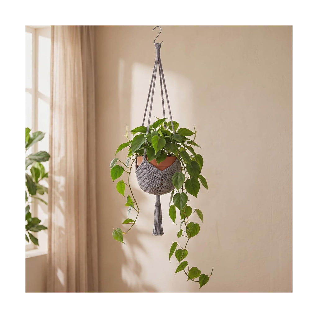 Shappy 1 Pack Boho Macrame Plant Hanger for Indoor