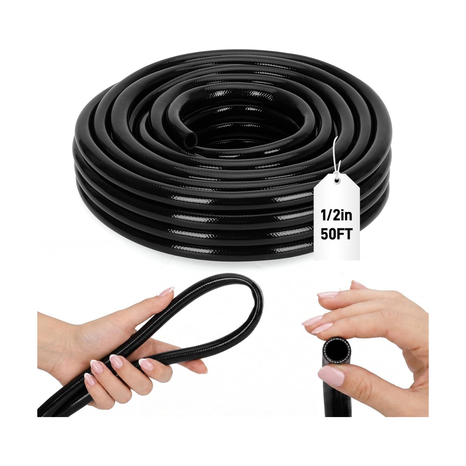 1/2 Inch Drip Irrigation Tubing, 50FT Main Line Hose Tube, Flexible PVC Irrigation Hose for Raised Beds, Greenhouse