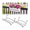 Landhoow 2 Pcs Railing Flower Box Holder, 14in Heavy Duty Metal Hanging Flower Pot Stand, Railing Planter Bracket for
