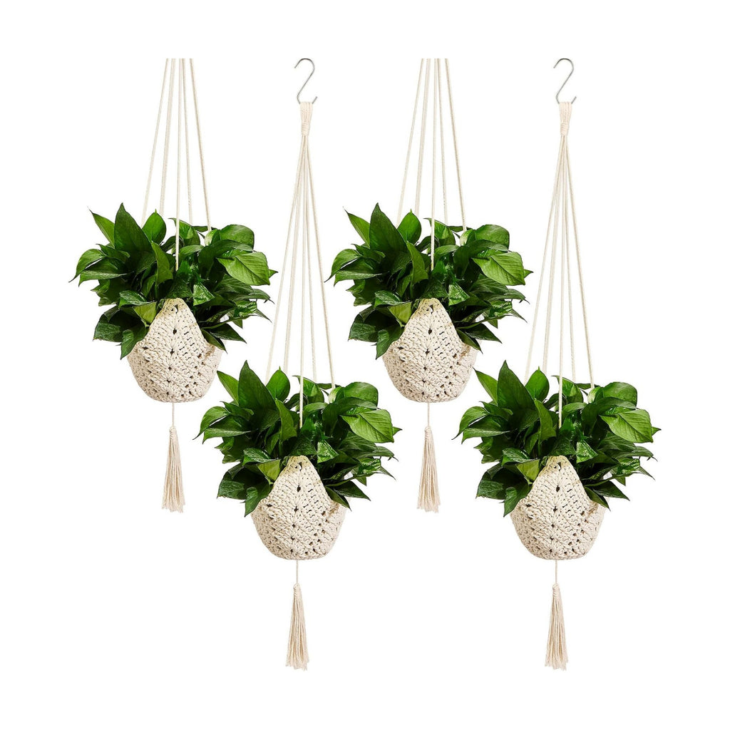 Shappy 4 Pack Boho Macrame Plant Hanger for Indoor