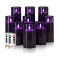 Homemory Dark Gray Flameless Candles, Purple Glow, Remote Timer, Set of 9