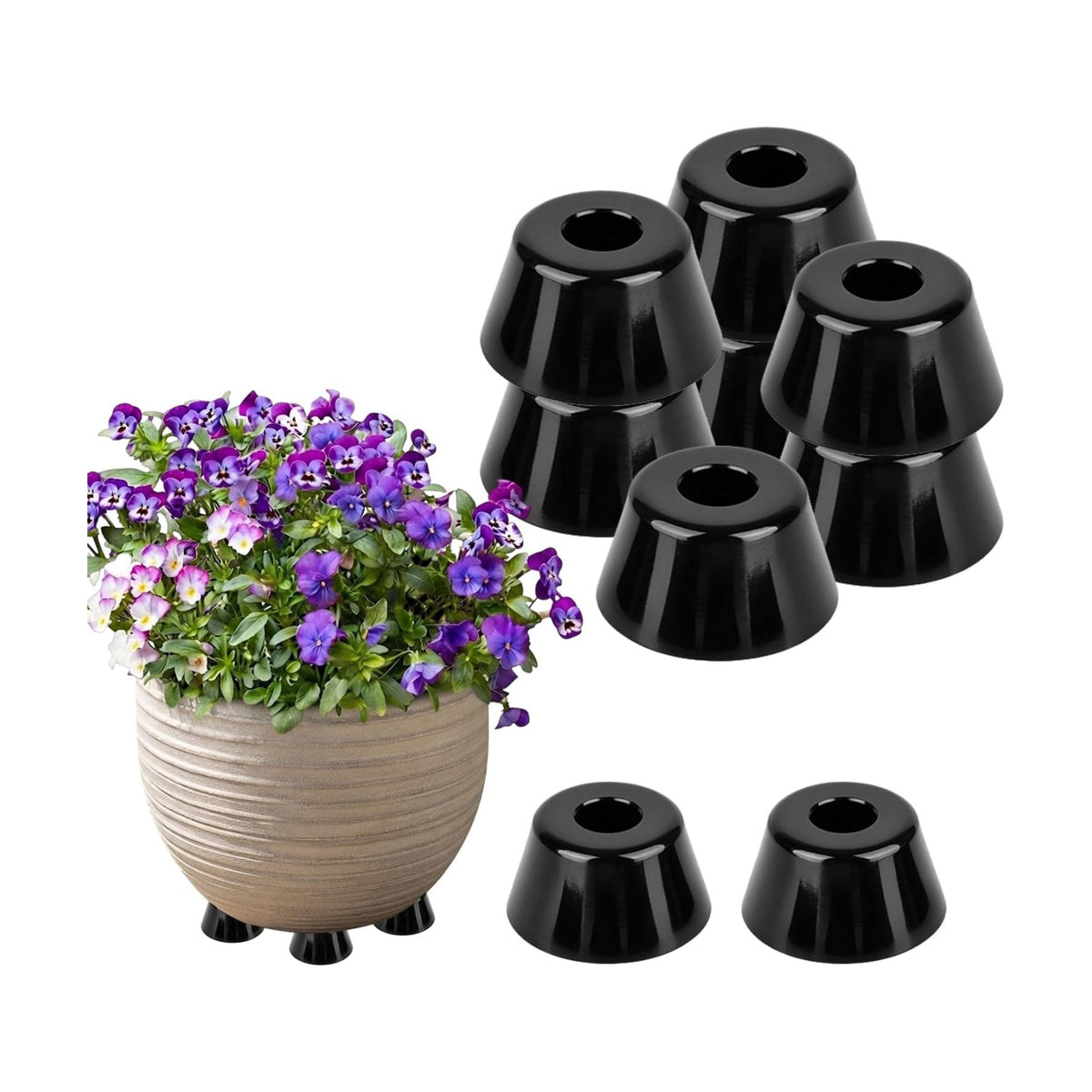 9 Pack Plant Pot Feet, Pot Risers for Outdoor Planters, Rubber Pot Lifters