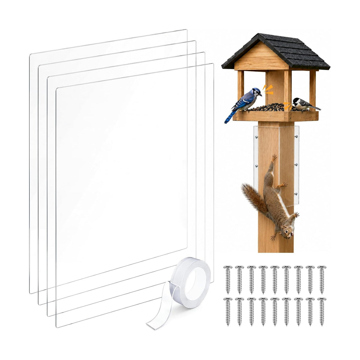 Junkin 4 Pack Squirrel Baffle for 4x4 Square Bird Feeder Pole 16"x20"