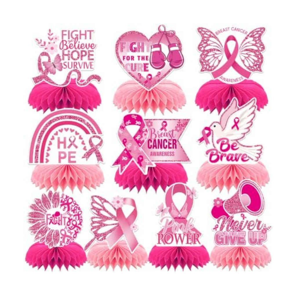 10Pcs Breast Cancer Awareness Honeycomb Centerpieces for Table
