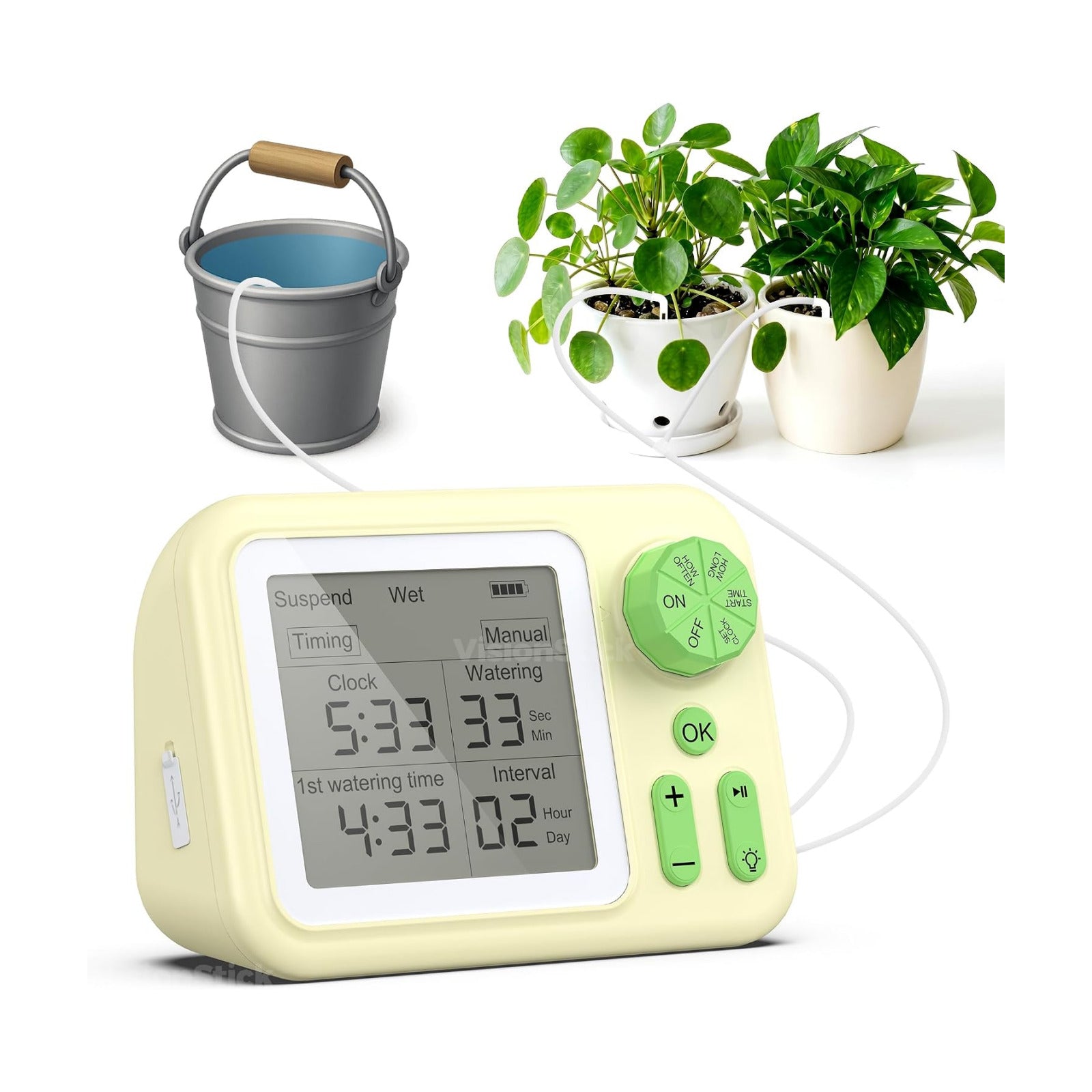 Automatic Indoor Drip Irrigation System with Programmable Timer Auto Vacation Plant Waterer for Up to 15 Potted