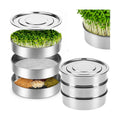 6'' Stainless Steel Sprouting Tray Round – 3-Tier Seed Gardening Planter Tray for Microgreens Broccoli Sprouts Growing